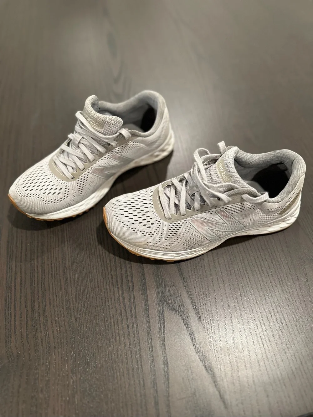 New Balance Light Grey Mesh Running Shoes